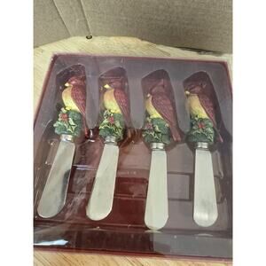 Certified International Redbird Cardinals 4pc Spreader Butter Dinner Holiday NEW
